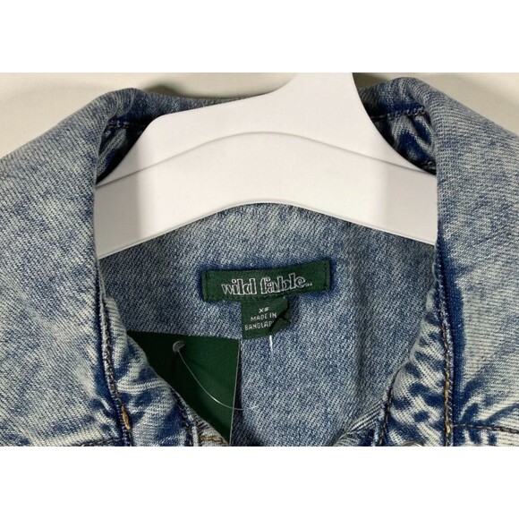 Wild Fable Shacket Shirt Womens XS Light Wash Denim Pearl Snap Western Rodeo - Picture 4 of 6